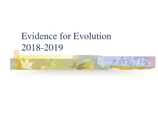 Evidence for Evolution 2018-2019