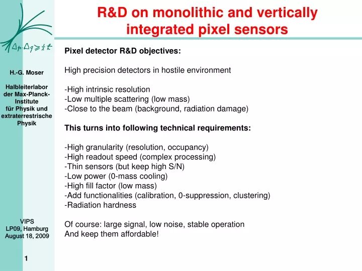 r d on monolithic and vertically integrated pixel sensors