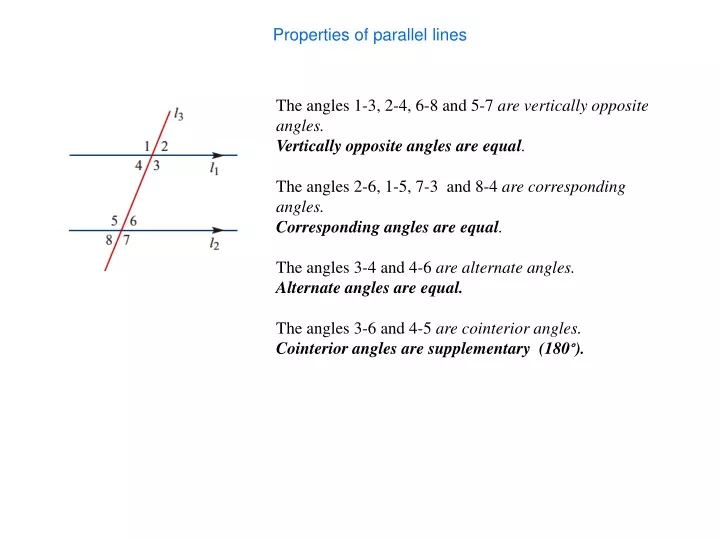 properties of parallel lines