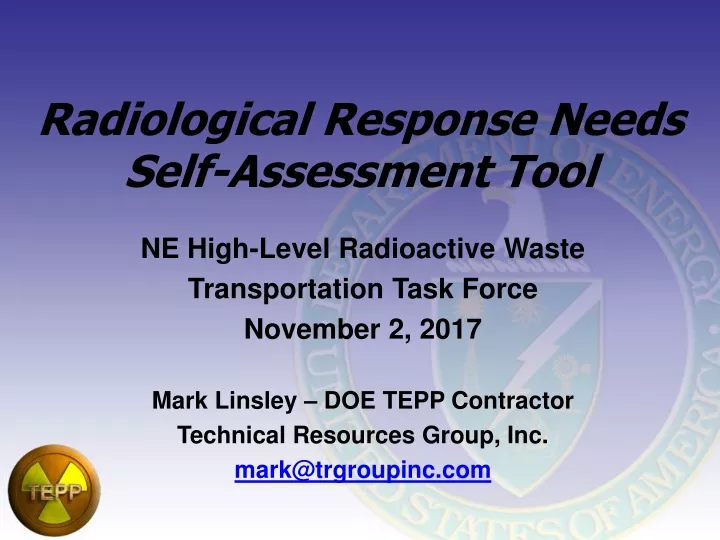 radiological response needs self assessment tool
