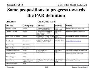 Some propositions to progress towards the PAR definition
