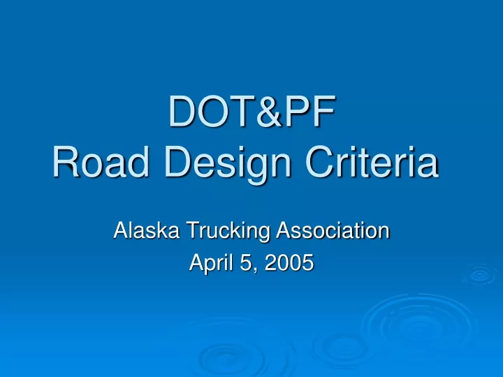 dot pf road design criteria
