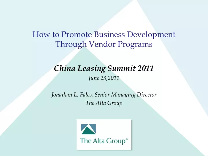 how to promote business development through vendor programs