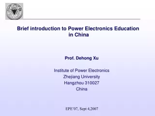 Brief introduction to Power Electronics Education  in China