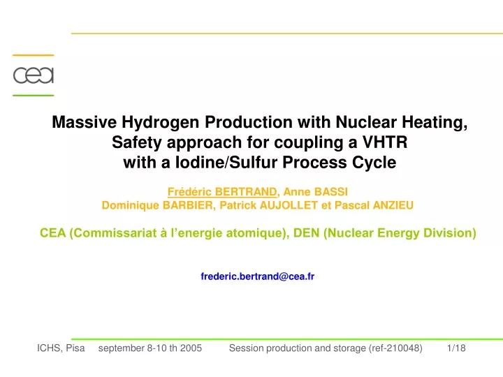 massive hydrogen production with nuclear heating