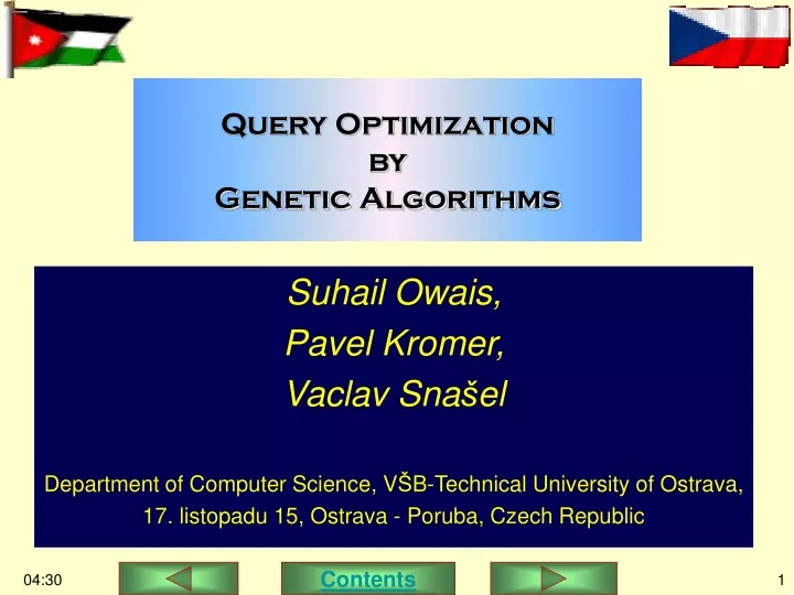 query optimization by genetic algorithms