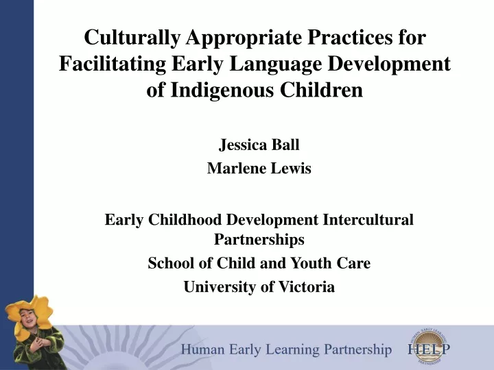 culturally appropriate practices for facilitating early language development of indigenous children