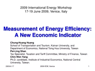 Measurement of Energy Efficiency:  A New Economic Indicator