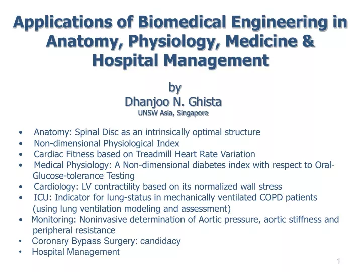 applications of biomedical engineering in anatomy physiology medicine hospital management