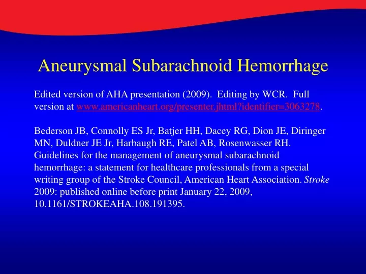 aneurysmal subarachnoid hemorrhage edited version