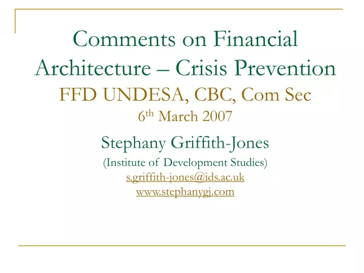 comments on financial architecture crisis