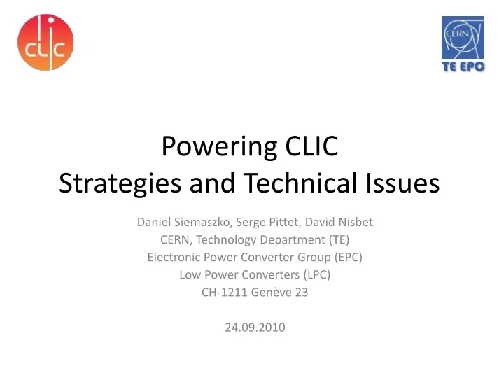 powering clic strategies and technical issues