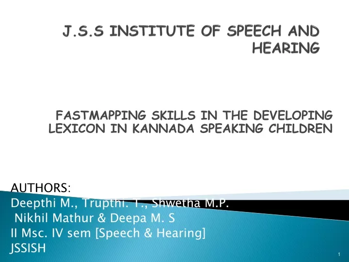 j s s institute of speech and hearing