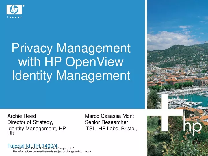 privacy management with hp openview identity management