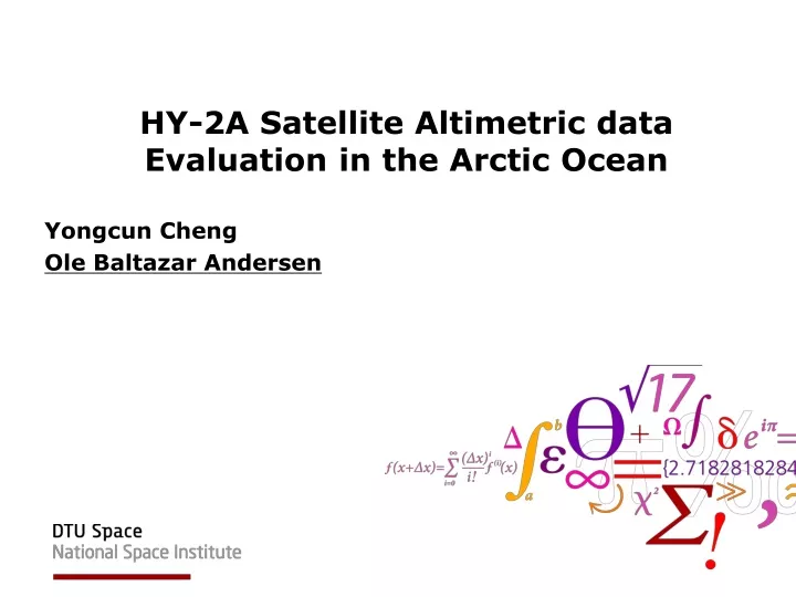 hy 2a satellite altimetric data evaluation in the arctic ocean