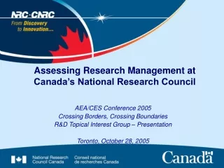 Assessing Research Management at Canada’s National Research Council