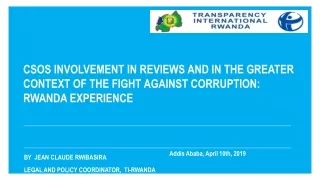 By  jean  claude rwibasira Legal and policy coordinator,  TI-Rwanda
