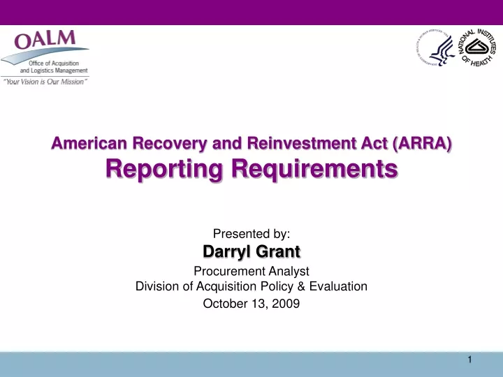 american recovery and reinvestment act arra reporting requirements