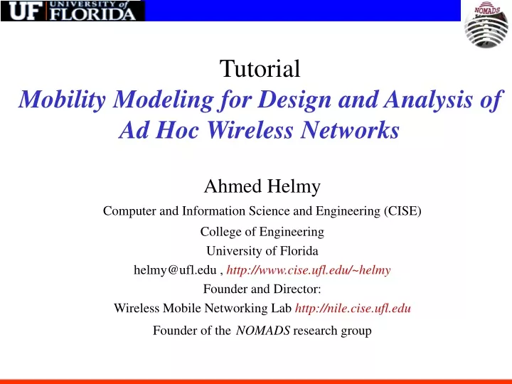 tutorial mobility modeling for design and analysis of ad hoc wireless networks