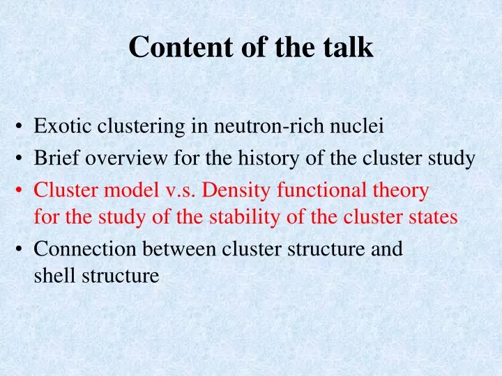 content of the talk