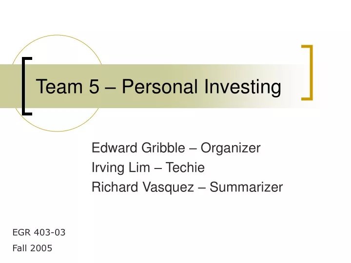 team 5 personal investing