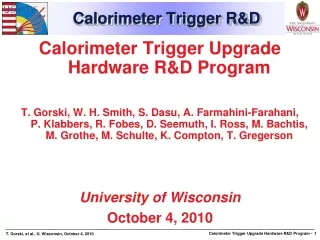 Calorimeter Trigger R&amp;D