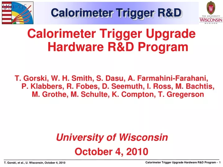 calorimeter trigger r d