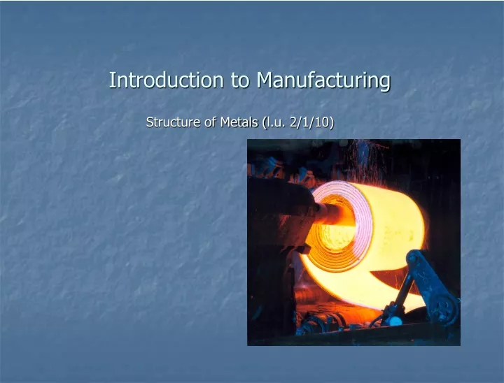 introduction to manufacturing