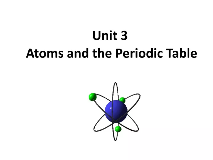 unit 3 atoms and the periodic table