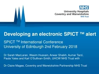 Developing an electronic SPICT  TM  alert