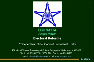 Electoral Reforms 7 th  December, 2004, Cabinet Secretariat, Delhi