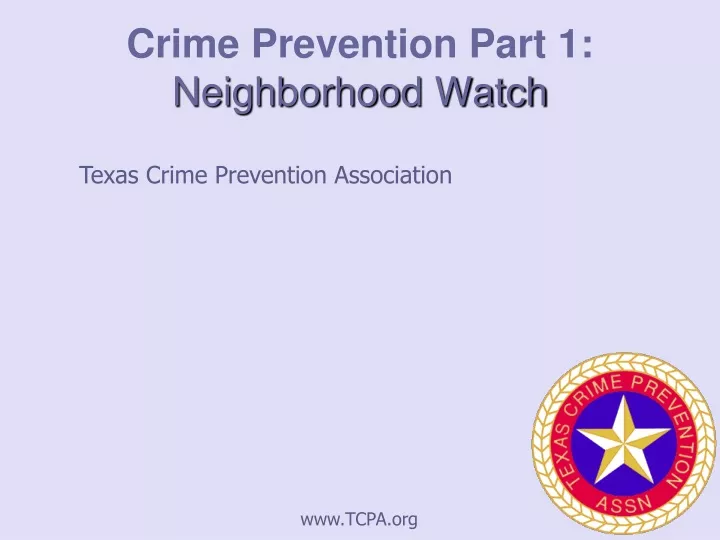 crime prevention part 1 neighborhood watch