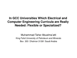 Muhammad Taher Abuelma’atti King Fahd University of Petroleum and Minerals