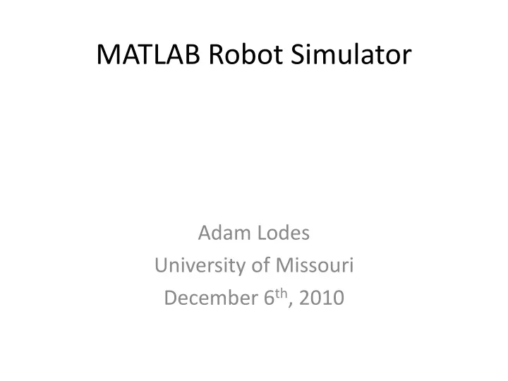 matlab robot simulator