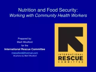 Nutrition and Food Security:  Working with Community Health Workers