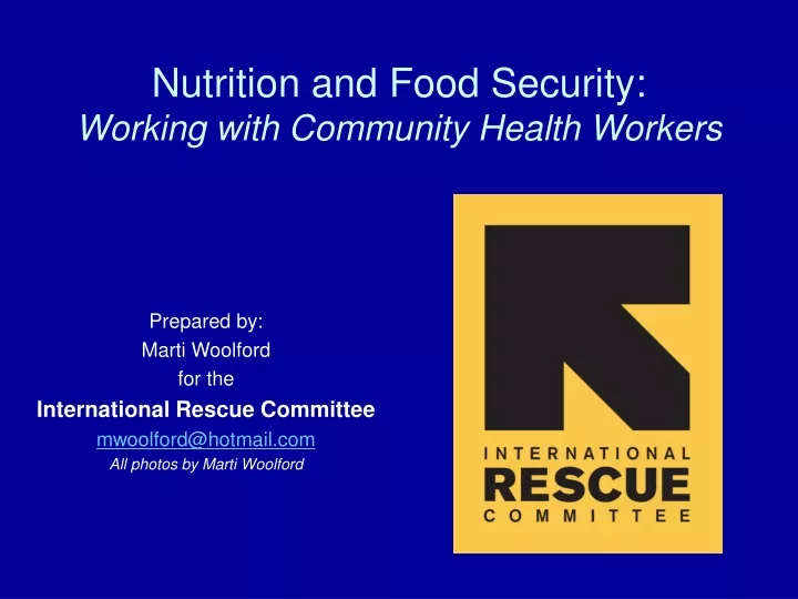 nutrition and food security working with community health workers