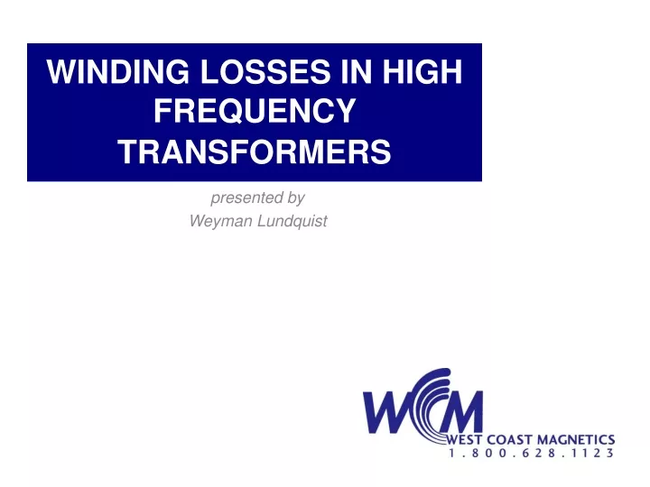 winding losses in high frequency transformers