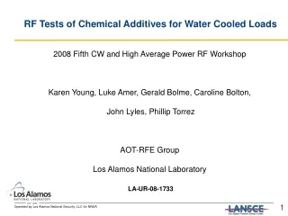 RF Tests of Chemical Additives for Water Cooled Loads