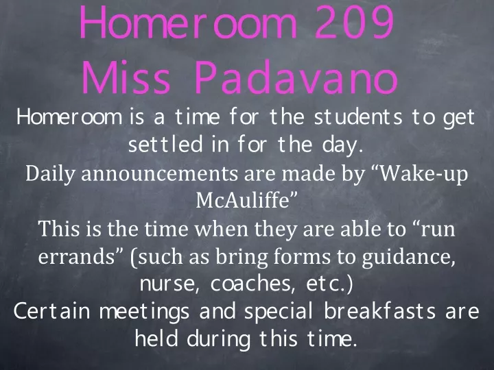 homeroom 209 miss padavano