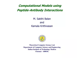 M. Sakthi Balan and Kamala Krithivasan Theoretical Computer Science Lab