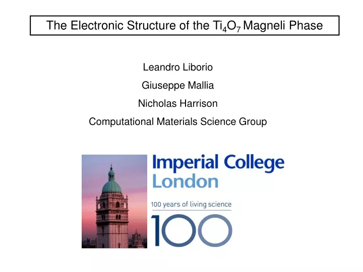 the electronic structure of the ti 4 o 7 magneli