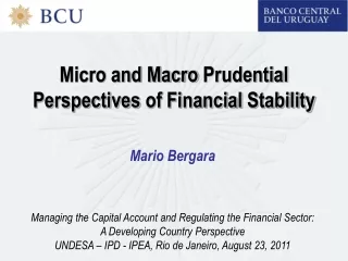 Micro and Macro  P rudential Perspectives  of  Financial Stability