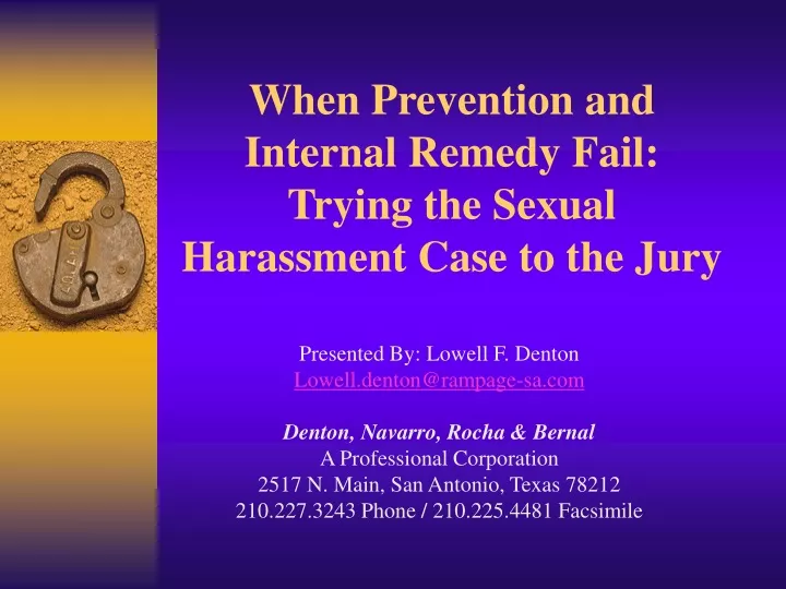 when prevention and internal remedy fail trying the sexual harassment case to the jury