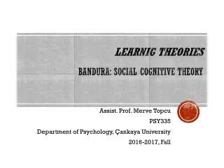 LearnIg TheorIes bandura: Socıal CognItıve Theory