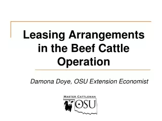 Leasing Arrangements in the Beef Cattle Operation