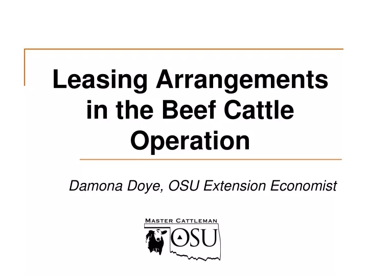 leasing arrangements in the beef cattle operation