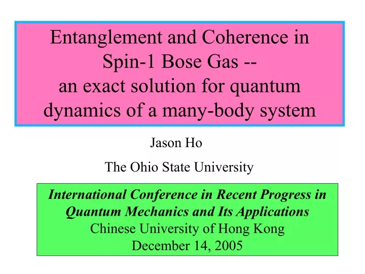 entanglement and coherence in spin 1 bose