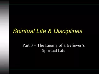 Spiritual Life &amp; Disciplines