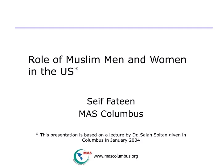 role of muslim men and women in the us