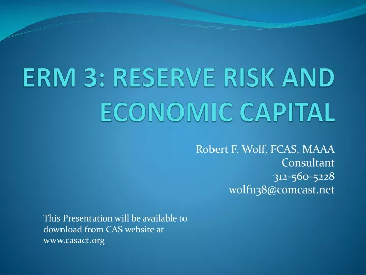 erm 3 reserve risk and economic capital
